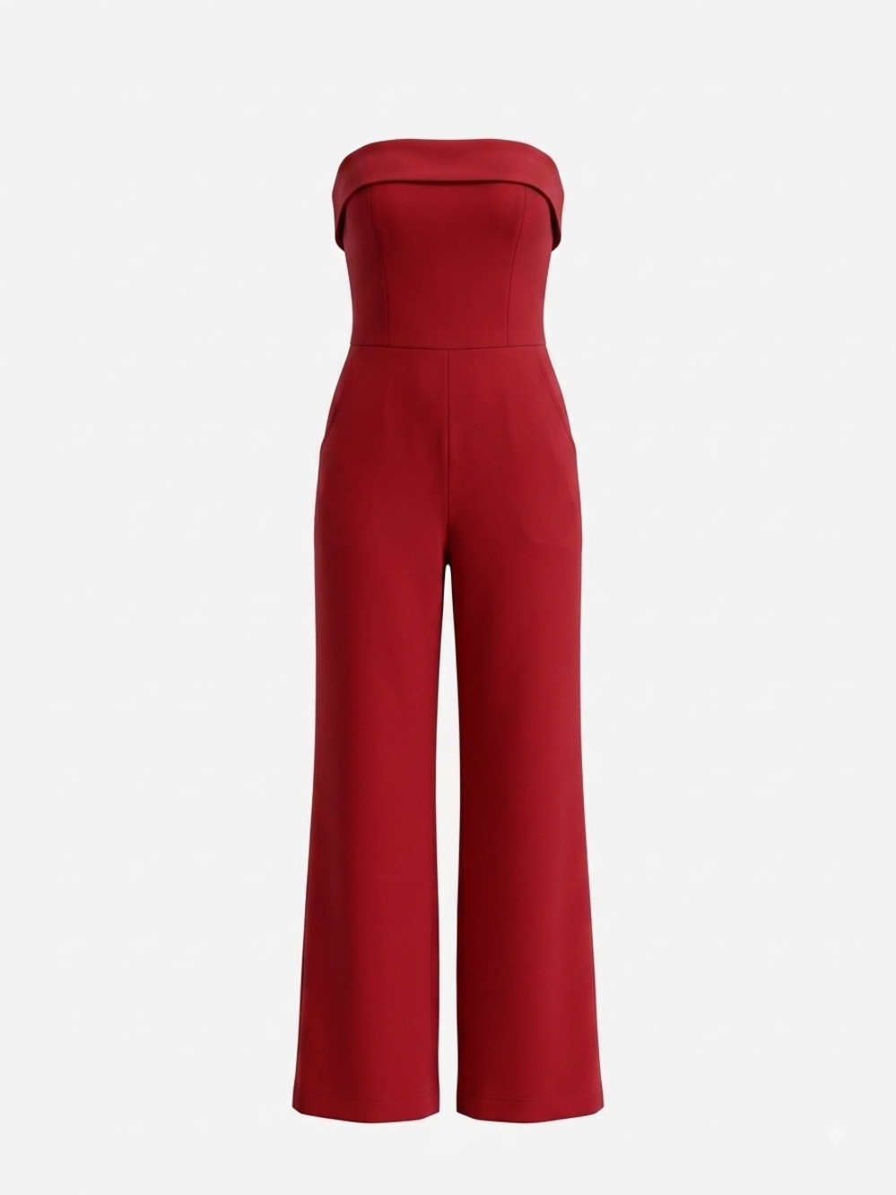 Red Elegant Strapless Wedding Guest Wide Leg Jumpsuit Crystal Sky Women’s Medium